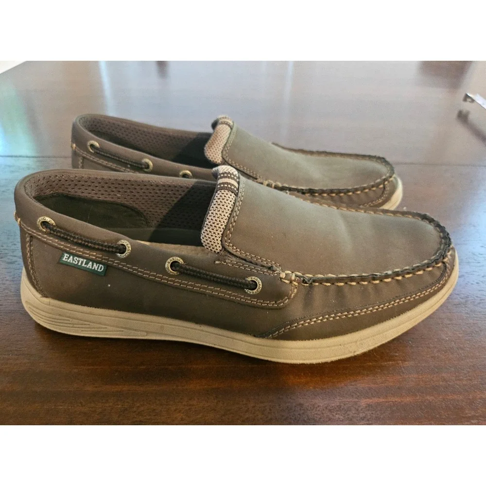Eastland Boat Shoes Mens 10.5 Brown Slip On Loafers Casual Moc Toe Sneakers